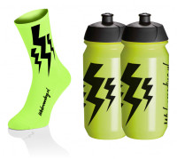 Zestaw skarpetki LIGHTNING+ 2x bidon LIGHTNING 500ml fluo żółty