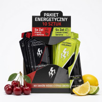 Zestaw żeli energetycznych Lightning Endurance – 5 × Isotonic Lemon Lime + 5 × Caffeine Cherry (10 szt.)